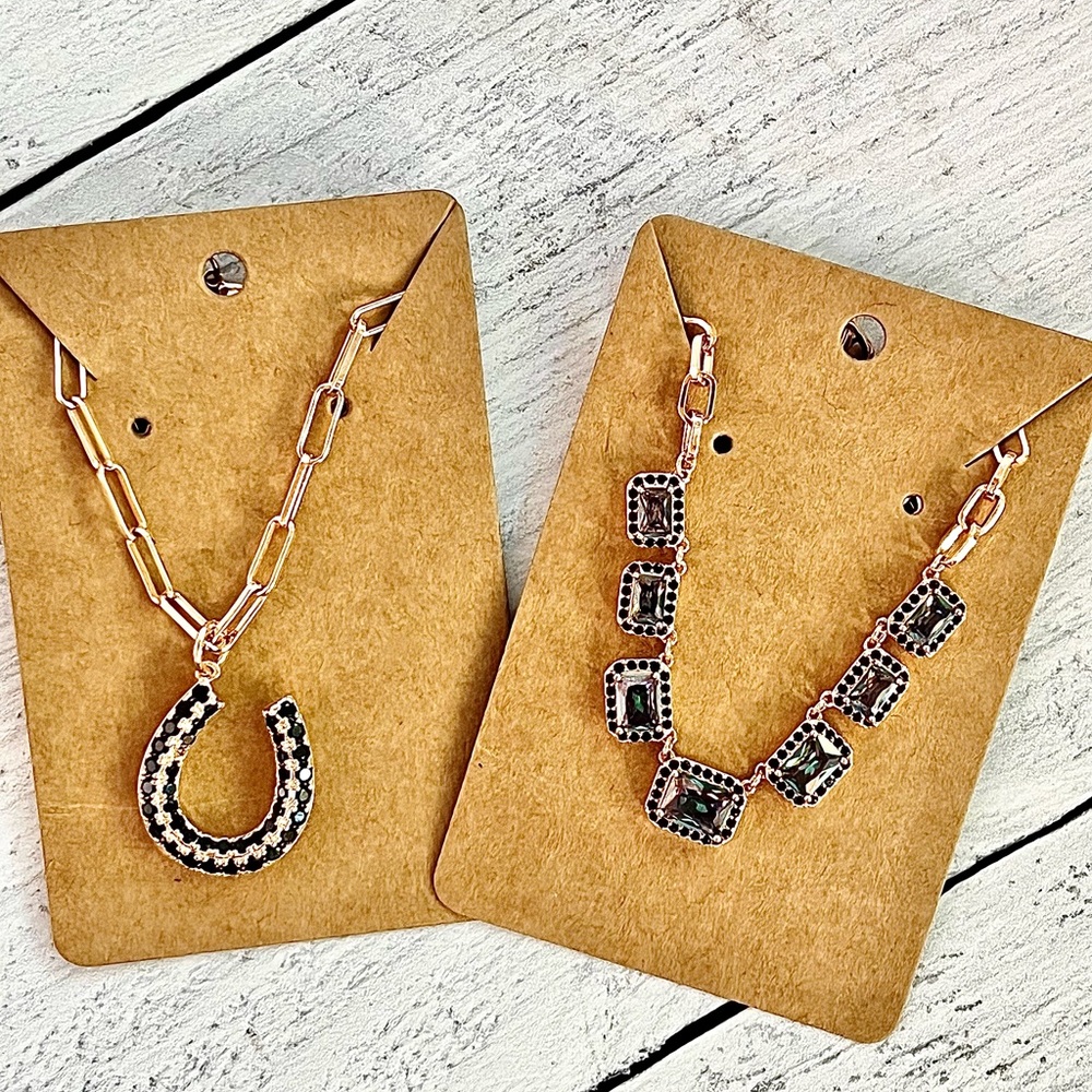 Chic Rose Gold and Black Necklace by [Brand]